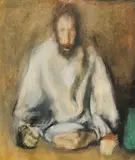 Corneliu Baba, Omul cu lingură, 1975, ceracolor și acuarelă pe hârtie
