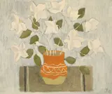 Flori albe by Constantin Piliuță, anii '70, ulei pe pânză, sold Oct 2024
