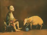 Georges Mazilu, La balle bleue, acrilic pe pânză