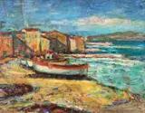 Paul Scorţescu, Plaja Juan les Pins, anii '50, ulei pe pânză