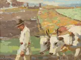 Nicolae Enea, Întoarcerea de la arat, 1927-1930, ulei pe carton