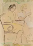 Theodor Pallady, Două prietene, acuarelă și creion pe hârtie