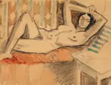 Theodor Pallady, Nud pe canapea, ulei și cărbune pe hârtie lipită pe carton