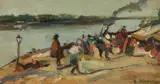 Port în Bretania by Gheorghe Petrașcu, anii '20, ulei pe lemn, sold Oct 2024