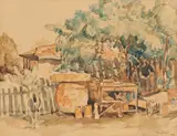 Amiază de vară by Adam Bălţatu, 1924, acuarelă pe hârtie, sold Oct 2024