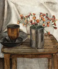 Lucian Grigorescu, Natură statică cu crăițe și vase, anii '20, ulei pe carton