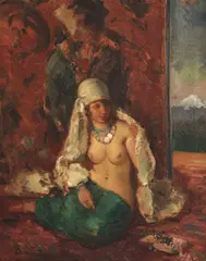 Odaliscă by János Czencz, 1937, ulei pe pânză, sold Oct 2024