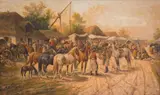 Konstantin Stoilov, Horse fair, around 1900, oil on canvas