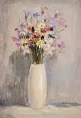 Dobri Pavlov Dobrev, Vase with spring flowers, oil on canvas