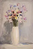 Dobri Pavlov Dobrev, Vase with spring flowers, oil on canvas