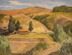 Dobri Dobrev, A Mountain house, 1955, oil on cardboard