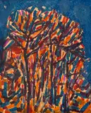 Genko Genkov, Trees in blue, oil on canvas