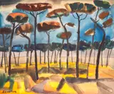 Alexander Petrov-Lavandulata, Pine forest, 1960s, watercolour on paper