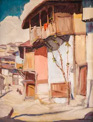 Nikola Tanev, Gurko street (Veliko Tarnovo), 1930, oil on canvas