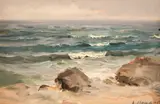 Napoleon Alekov, Seascape, oil on cardboard