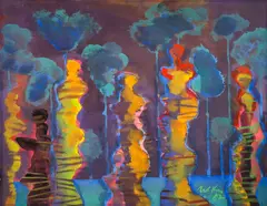 Ivan Kirkov, A Colorful forest, 1987, tempera on paper