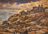 Hristo Kavarnaliev, Balchik, 1940s, oil on cardboard