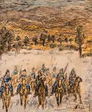 Horsemen by Naum Hadjimladenov, 1975, watercolour and ink on paper, offered Oct 2024