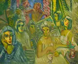 Cabaret by Naum Hadjimladenov, 1968, oil on canvas, sold Oct 2024