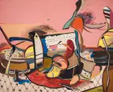 Still life in pink by Edmond Demirjian, oil on canvas, sold Oct 2024