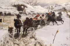 Jaroslav Veshin, Sleigh ride, 1896, oil on canvas