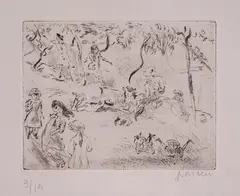 Jules Pascin, Garden of Eden, drypoint
