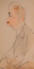 Alexander Dobrinov, Portrait of Dr. Mollov, 1950s, watercolour and pencil on paper
