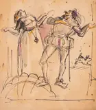 Ilia Beshkov, Opera singers, ink and watercolour on paper