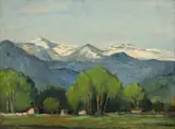 Nikolai Evrov, View towards the mountains, 1945, oil on cardboard