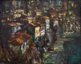 Ivan Hristov, Houses in Veliko Tarnovo, 1970, oil on canvas