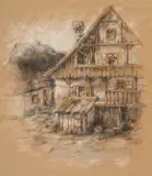 Vladimir Kirin, House in the old Tkalčićeva street, 1913., colored chalk and pastel on paper