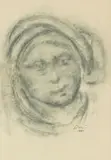 Pavao Peric, Woman's Head, 1951., charcoal on paper