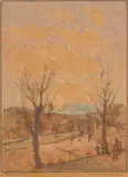 Ante Kuman, Autumn Landscape, 1929., monotype with traces of gouache