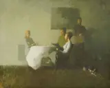Miljenko Stančić, Socializing with the musician, oil on canvas
