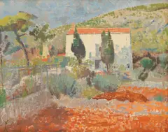Zlatko Šulentić, House in the Mediterranean Landscape, oil on cardboard