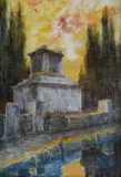 Bela Čikoš Sesija, Tombstone in Pompeii, 1928., oil on canvas mounted on plywood