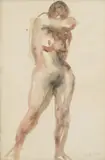 Helena Šipek, Female Nude, cca. 1960., watercolor on paper