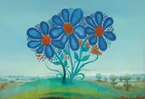 Dragan Gaži, Flowers, 1972., oil on glass