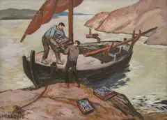 Ivan Mirković, Fishermen, oil on canvas