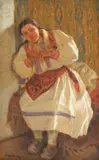 Joso Bužan, Good-natured, 1920., oil on canvas mounted on cardboard
