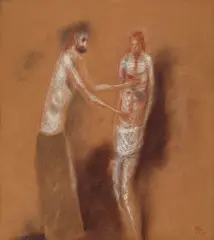 Necredinciosul by Vladimir (Mirel) Zamfirescu, 1995, pastel și cărbune pe hârtie, sold Sep 2024