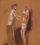 Vladimir (Mirel) Zamfirescu, Necredinciosul, 1995, pastel și cărbune pe hârtie