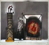 Paul Ackerman, Postindustrialism, ulei și colaj din ziar pe pânză