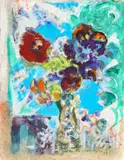 Toma Hirth, Pervaz cu flori, tempera, acuarelă și pastel pe hârtie