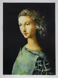 Georges Mazilu, Femme en vole bleu, 2017, cromolitografie