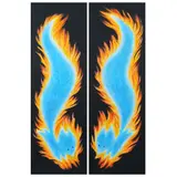 Linda Barkasz, Foxes on Fire, 2024, acrilic pe pânză