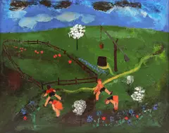 Jocuri de primăvară by Carolina Iacob, 1966, ulei pe pânză, offered Sep 2024