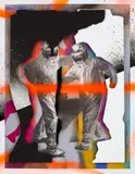 John Dot S, This is not a fight, 2024, paste up și spray pe panel de lemn
