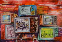 Screens of Reality by Andrei Tiba, 2024, acrilic pe pânză, offered Sep 2024