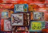 Andrei Tiba, Screens of Reality, 2024, acrilic pe pânză